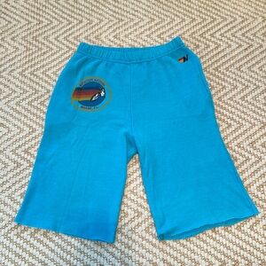 Aviator Nation kids long sweatshirt shorts turquoise size 12